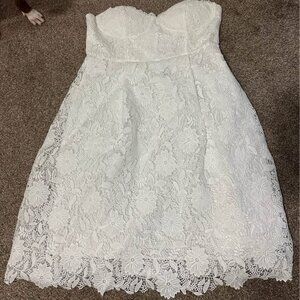 White Lace Strapless Dress